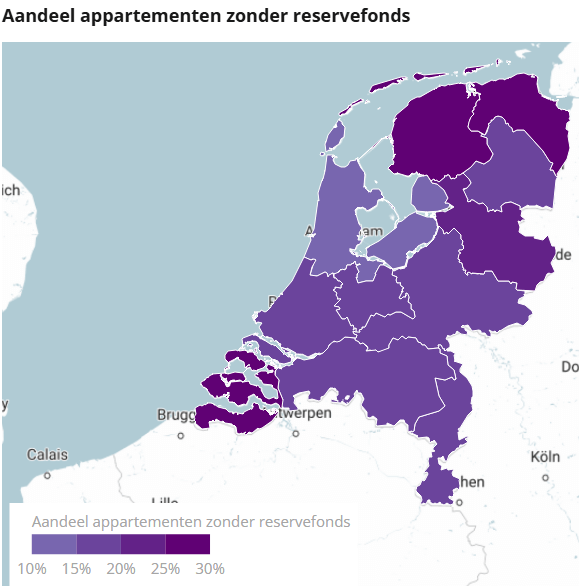 Kaart van Nederland waarop te zien is in welke provincies er geen MJOP is. Bron: independer